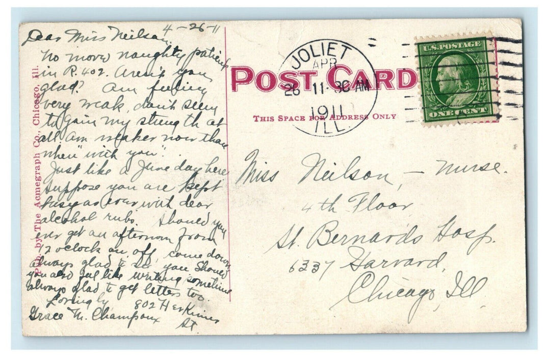c1911 Maine Entrance Illinois State Prison Joliet Illinois IL Antique Postcard