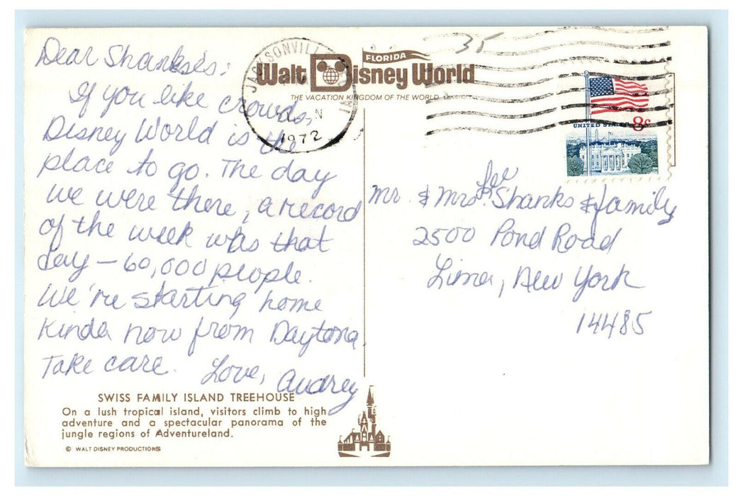 1972 Swiss Family Island Treehouse Jacksonville Florida FL Unposted Postcard