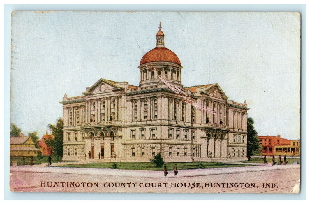 c1908 Huntington Indiana Country Court House IN Posted Antique Postcard