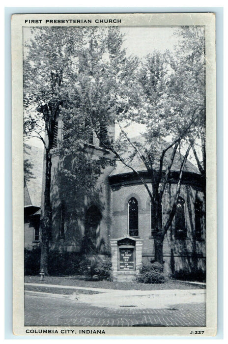 1911 First Presbyterian Church in Columbia City, Indiana IN Antique Postcard
