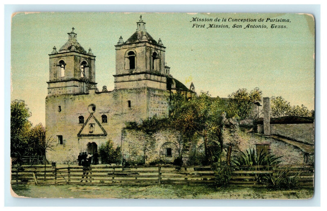 1908 Mission De La Concepcion De Purisima San Antonio Texas TX Postcard