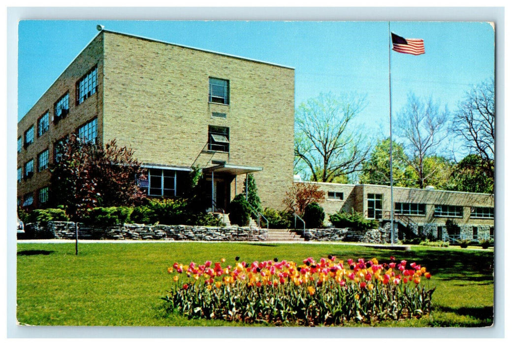 c1960s US Flag Ohio Soldiers Sailors Home New Hospital Sandusky Ohio OH Postcard