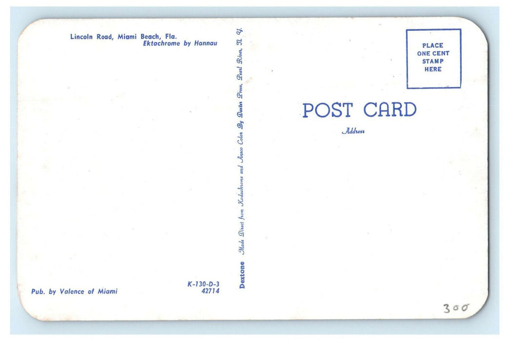 c1950s Lincoln Road Miami Beach Florida FL Classic Cars Unposted Postcard