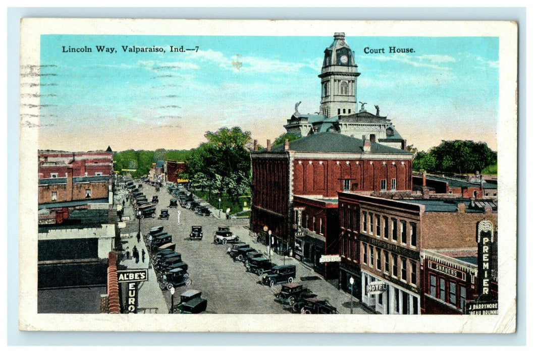 1929 Classic Cars at Lincoln Way, Valparaiso, Indiana IN Vintage Postcard