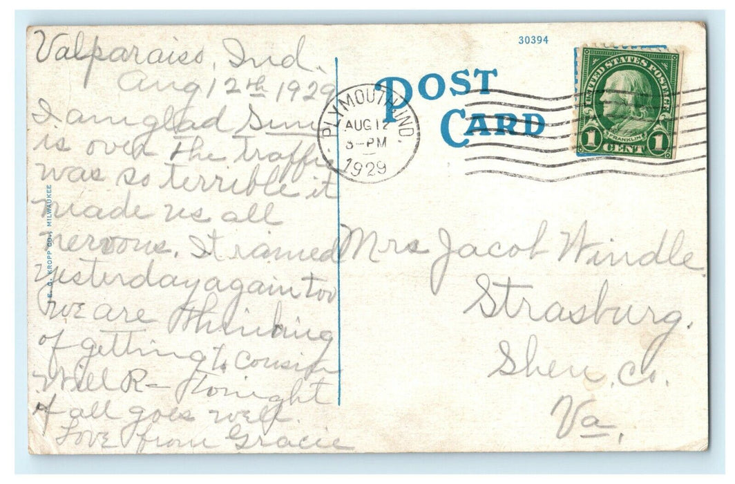 1929 Classic Cars at Lincoln Way, Valparaiso, Indiana IN Vintage Postcard