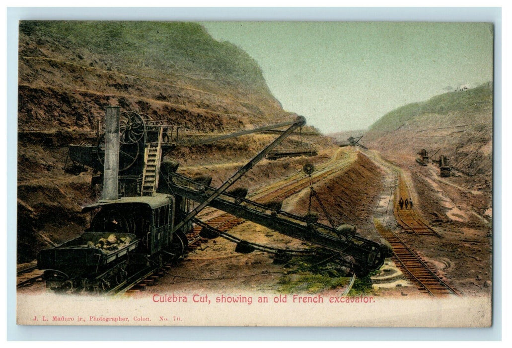 Culebra Cut Showing An Old French Excavator Canal Panama Postcard
