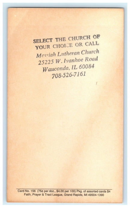Religious Advertising Psalm 23 Lamb Messiah Church Wauconda Illinois IL Postcard