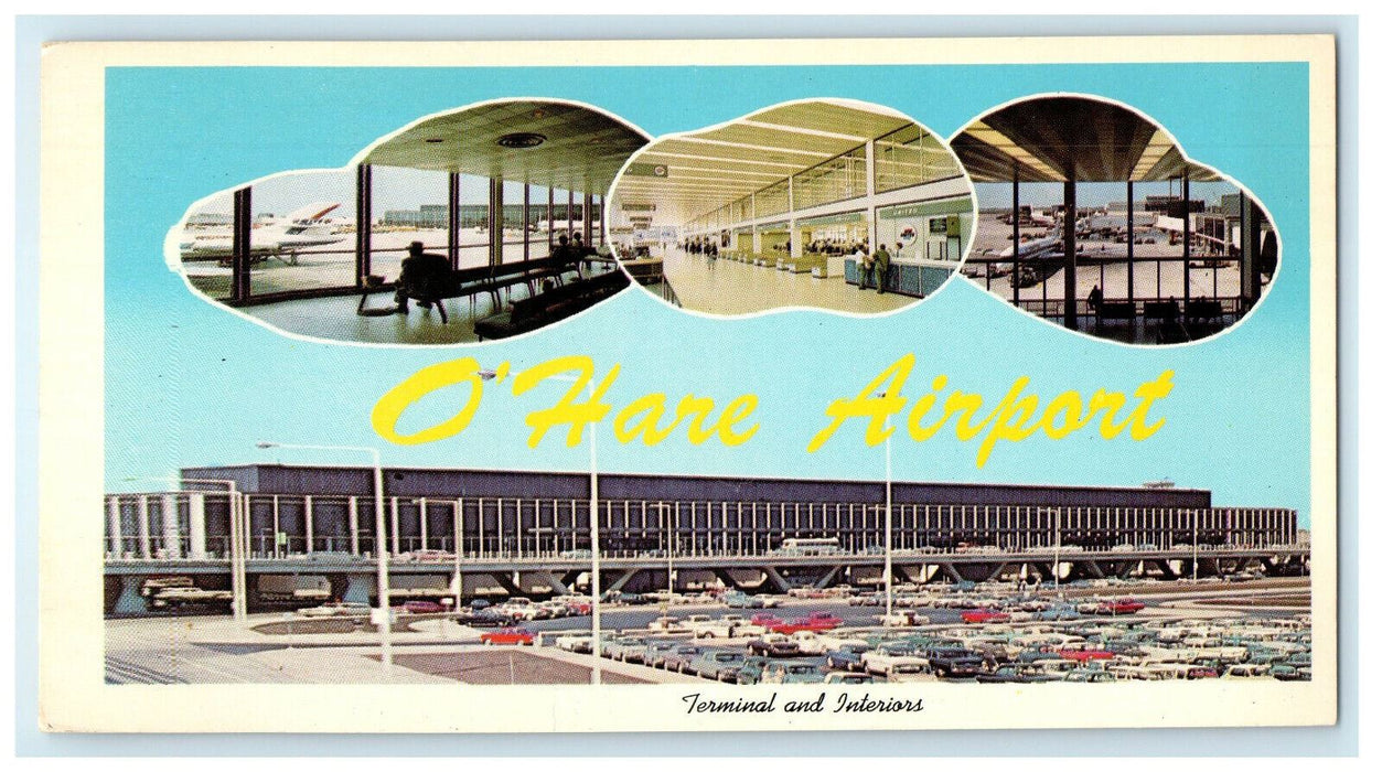 Multiview, O Hare Airport Terminal and Interiors Chicago Illinois IL Postcard
