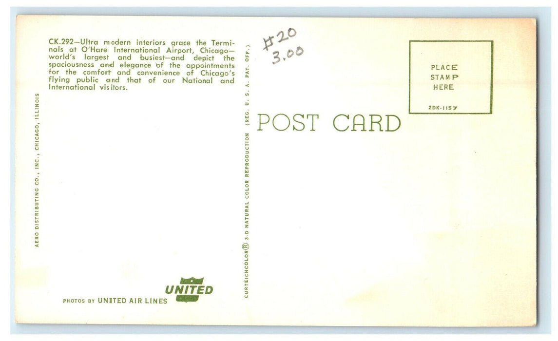 Multiview, O Hare Airport Terminal and Interiors Chicago Illinois IL Postcard