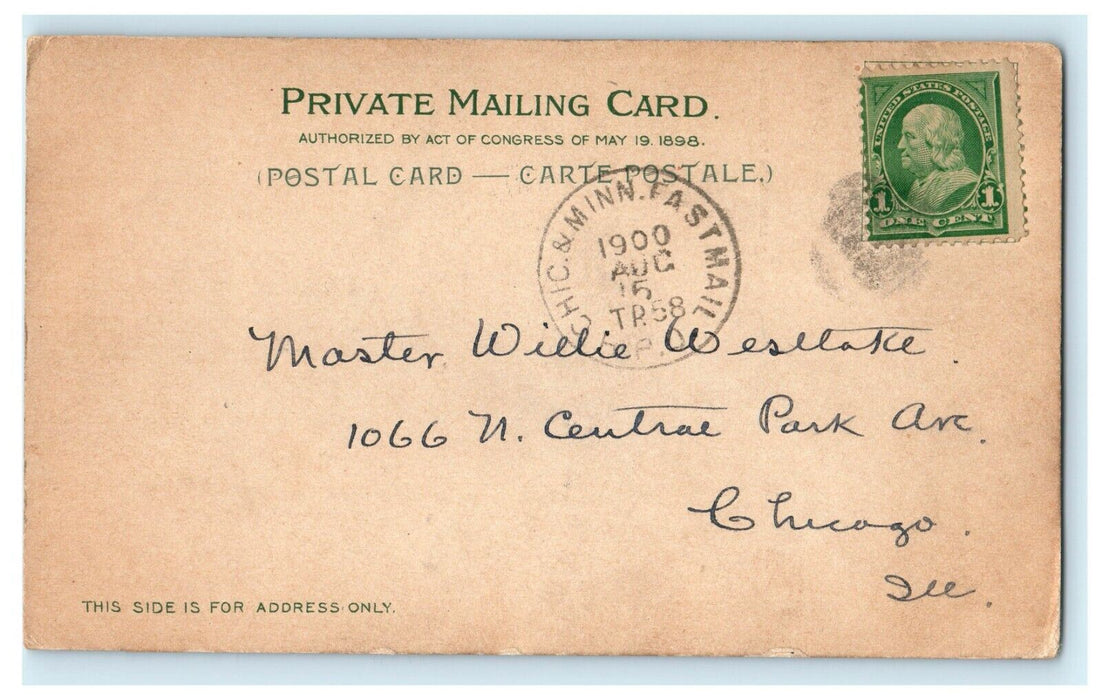 1900 Dells of the Wisconsin at Kilbourn City Chic & Minn Tastmail RPO Postcard