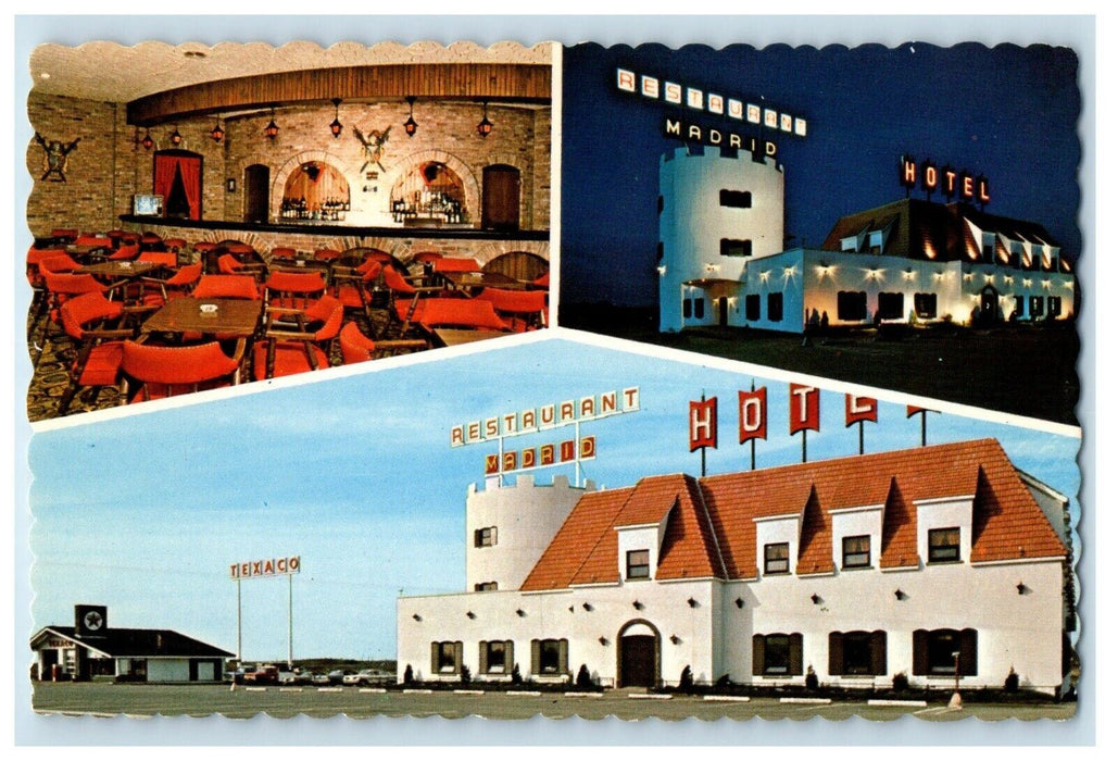 Hotel And Spanish Restaurant Madrid Texaco Dining Room Nicolet Quebec Postcard