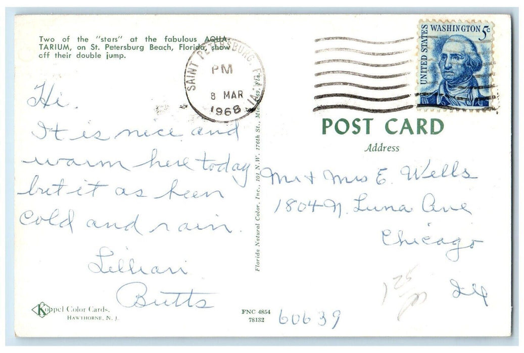 c1968 Two Stars Fabulous Aquatarium St Petersburg Beach Florida Posted Postcard