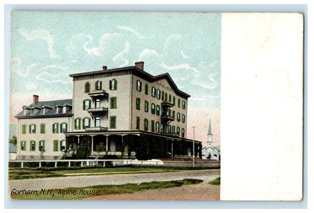 c1905 Alpine House Building Street View Gorham New Hampshire NH Antique Postcard
