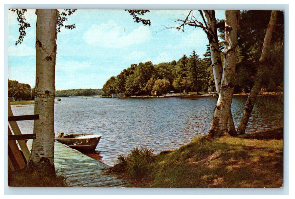 c1950's Boat Scene Greetings from Parry Sound District Ontario Canada Postcard