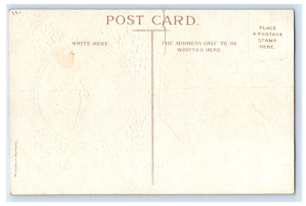c1910's Birthday Greetings Angel Cherub Sitting Weighing Scale Embossed Postcard