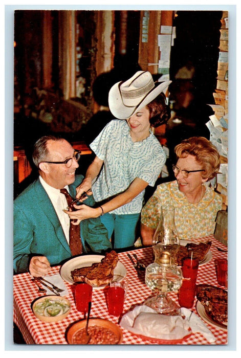 c1950's Pinnacle Peak Patio Restaurant Dining Room Cowgirl Arizona AZ Postcard