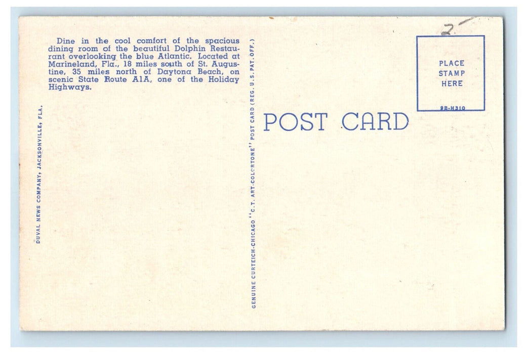 c1930's The Dolphin Restaurant and Marine Village Marineland FL Postcard