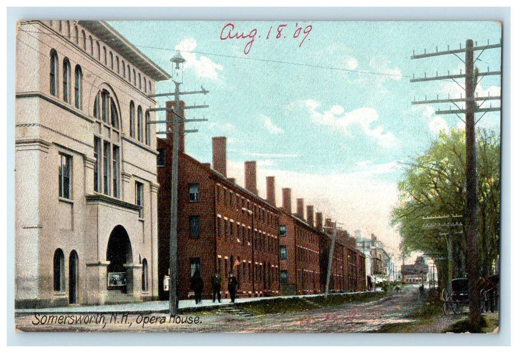 1909 Somersworth New Hampshire NH, Opera House Building Street View Postcard