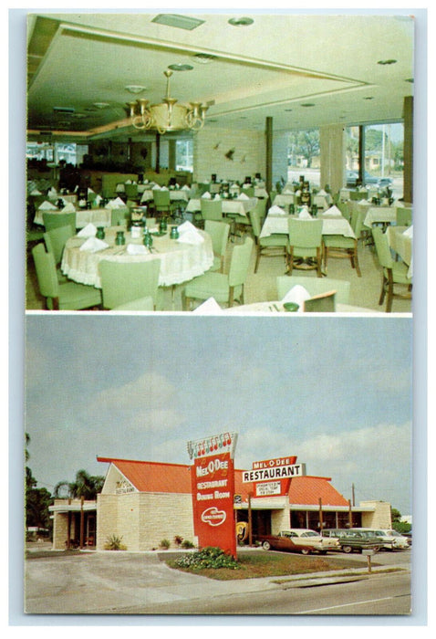 c1950's Mel-O-Dee Restaurant & Dining Room Sarasota Florida FL Postcard