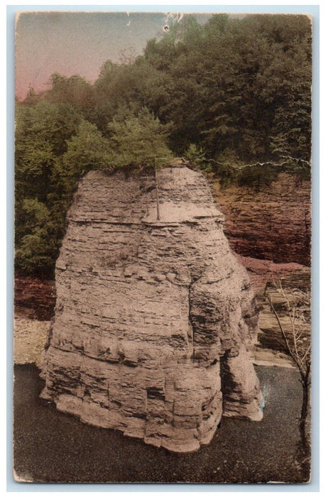 c1910's Genesee Gorge Cathedral Rock Near Lower Falls Letchworth Park Postcard