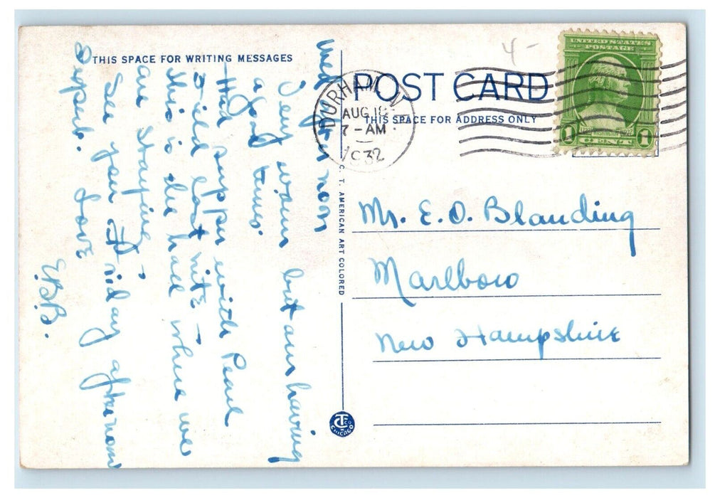 1932 Smith Hall U. Of N. H. Durham New Hampshire NH Posted Vintage Postcard