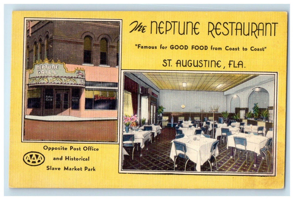 c1940's Multiview The Neptune Restaurant St. Augustine Florida FL Postcard