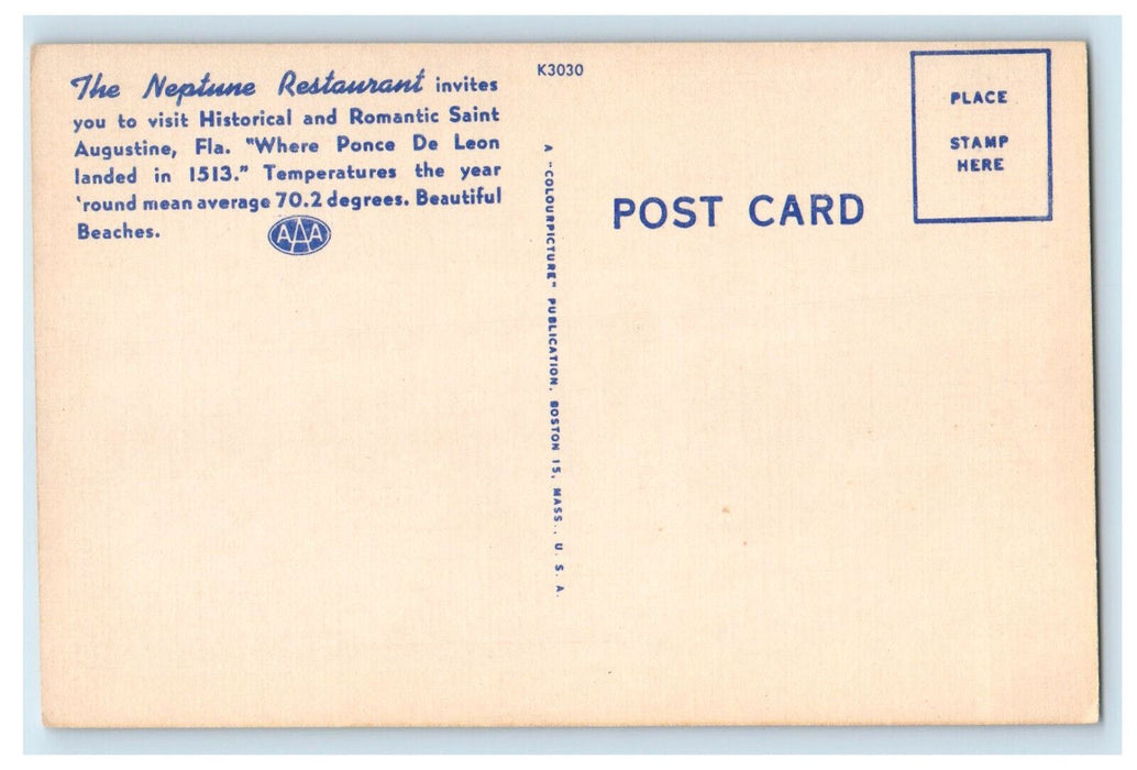 c1940's Multiview The Neptune Restaurant St. Augustine Florida FL Postcard
