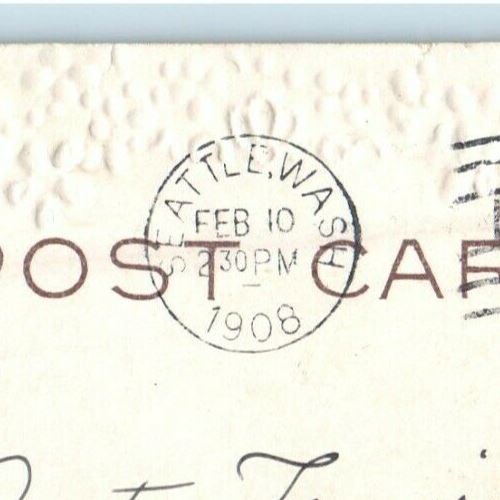 1908 Valentine Cherub Angel Playing Guitar Pansies Flowers Embossed Postcard