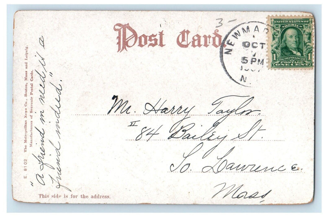 1907 Oyster River Boy Fisherman Durham New Hampshire NH Posted Antique Postcard