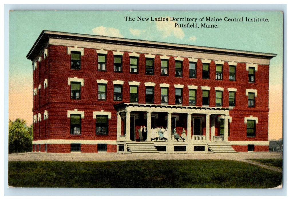 c1910 The New Ladies Dormitory of Maine Central Institute Pittsfield ME Postcard