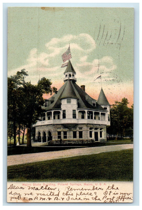 1906 Maine State Building Poland Springs Maine ME Antique Posted Postcard