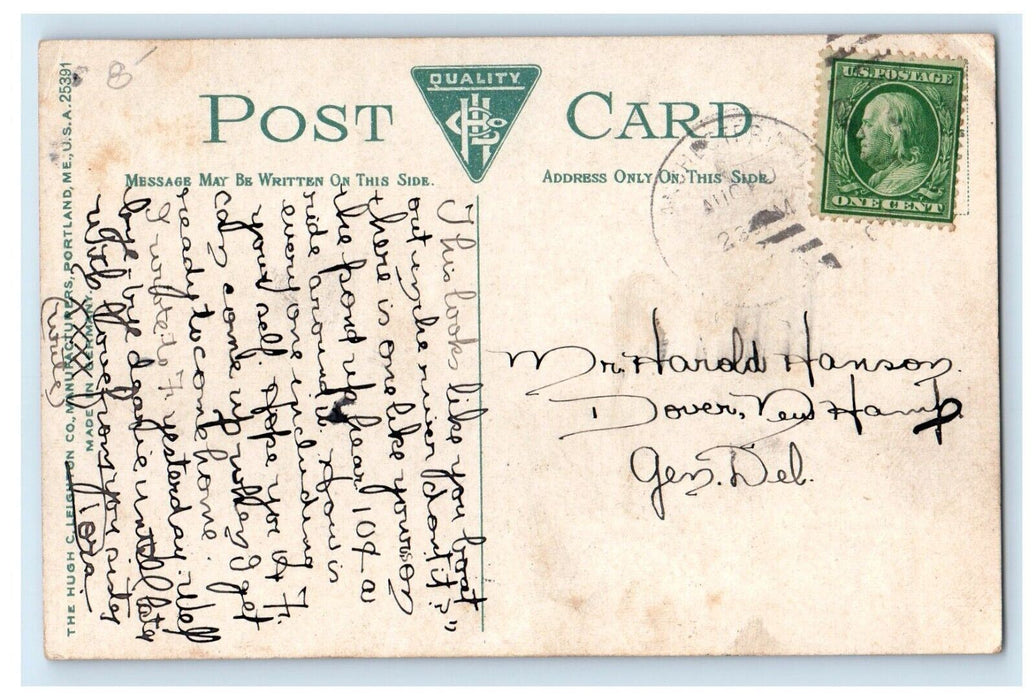 c1910's Martin's Ferry Railroad Boat Near Manchester New Hampshire NH Postcard