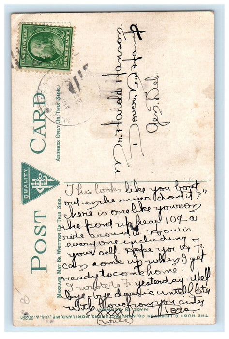 c1910's Martin's Ferry Railroad Boat Near Manchester New Hampshire NH Postcard
