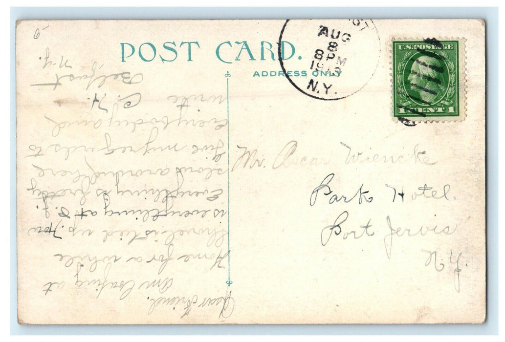 1913 Trees View, ME Church, Belfast, New York NY Antique Posted Postcard