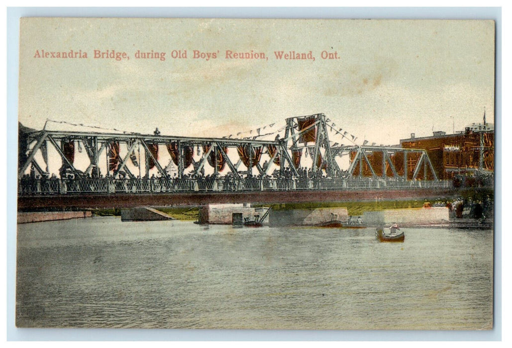 1908 Alexandria Bridge During Old Boys Reunion Welland Ontario Canada Postcard