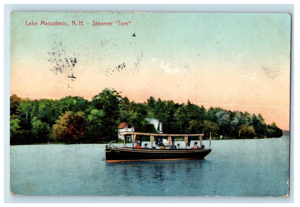 1910 Lake Massabesic Trees Steamer Tom New Hampshire NH Vintage Antique Postcard