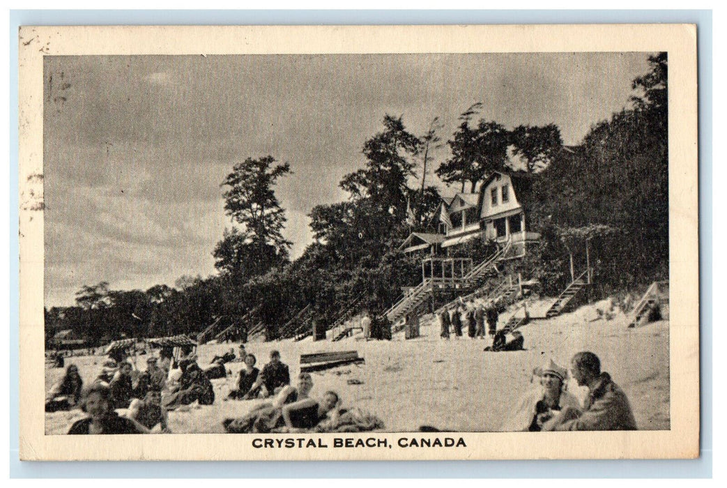 c1940's Crowd Sitting Scene, Crystal Beach Canada Vintage Posted Postcard