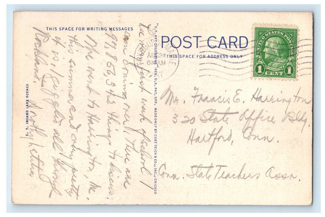 1937 Greetings From Conway New Hampshire NH, Lake View Posted Vintage Postcard