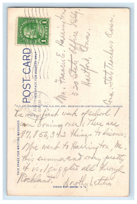 1937 Greetings From Conway New Hampshire NH, Lake View Posted Vintage Postcard
