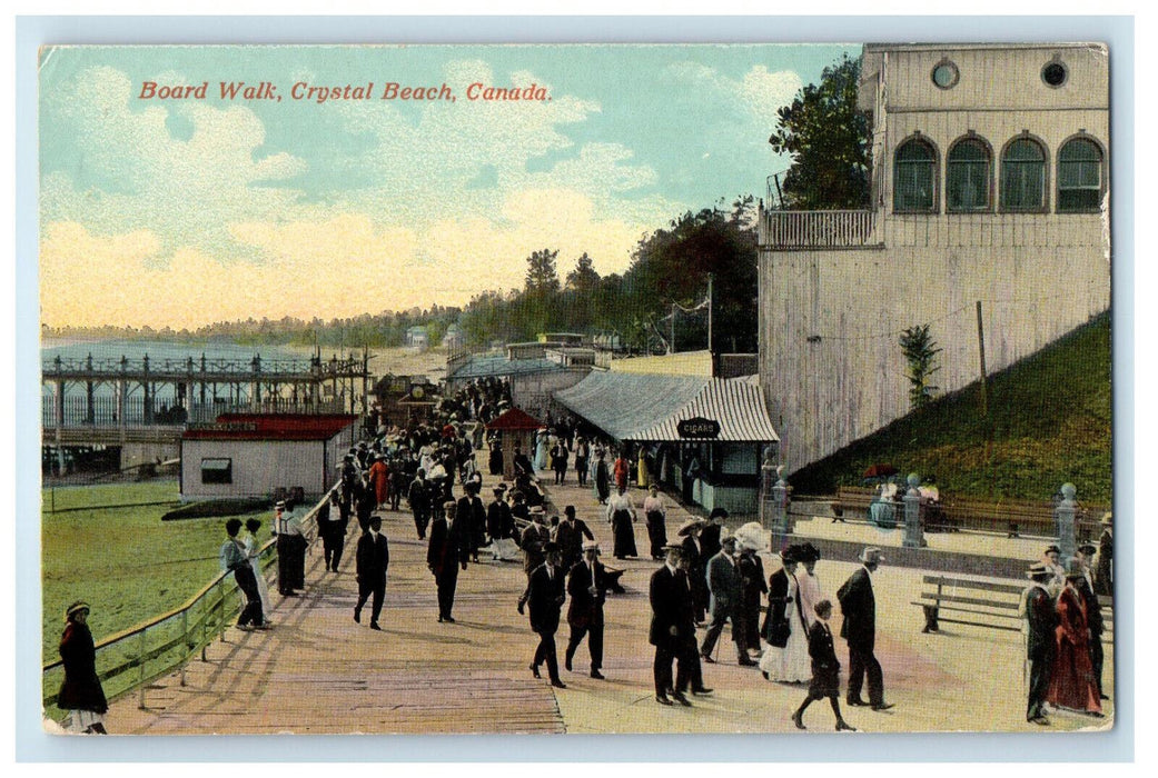 c1910 Pier, Cigar Store, Board Walk Crystal Beach Ontario Canada Postcard