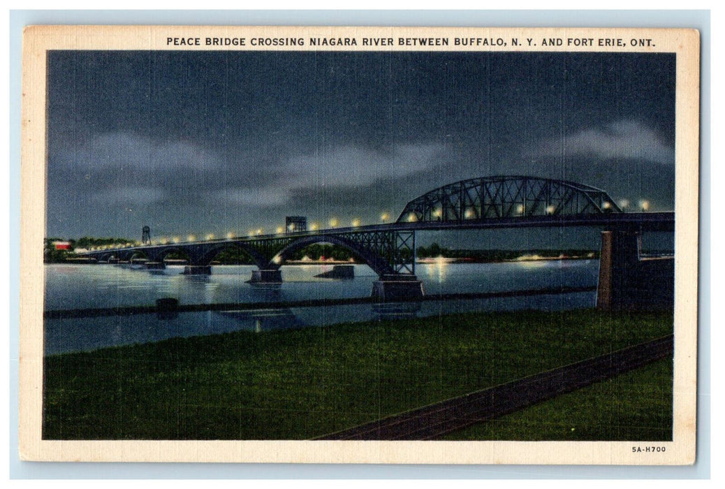 c1950's Peace Bridge Between Buffalo NY and Fort Erie Ontario Canada Postcard