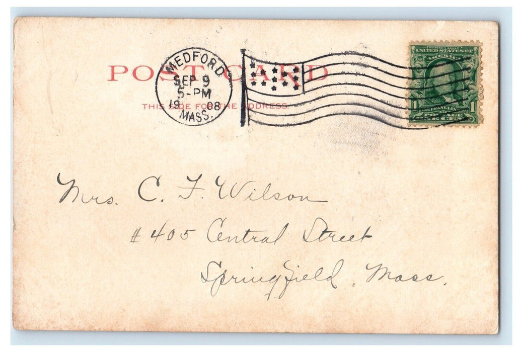 1908 Wolfeborough From The Lake Boat Scene Lake Winnipesaukee NH Posted Postcard