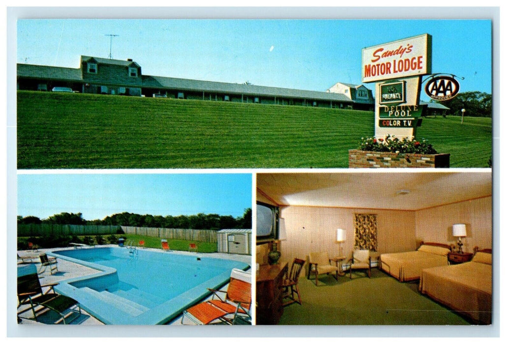 1960 Sandys Motor Lodge North Sandwich Center Cape COD Massachusetts Postcard