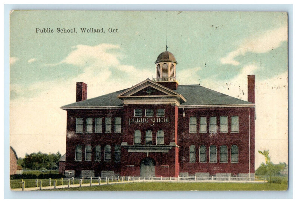 c1910 Little Way, Entrance at Public School Welland Ontario Canada Postcard