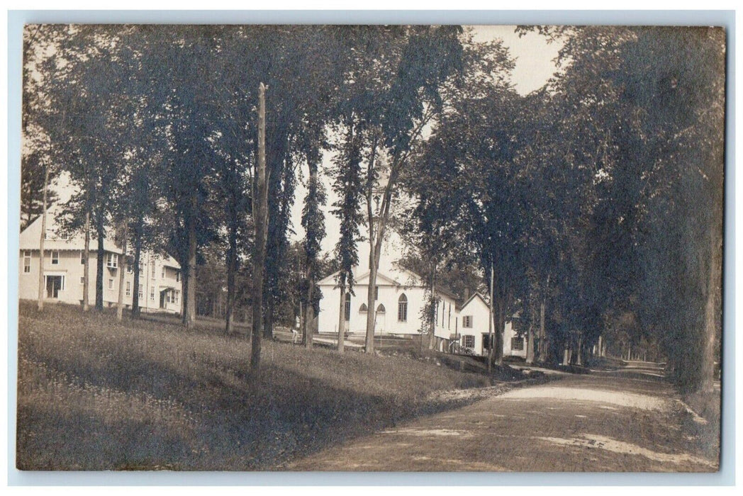 c1910's View Of Church Houses North Bridgton Maine ME RPPC Photo Postcard