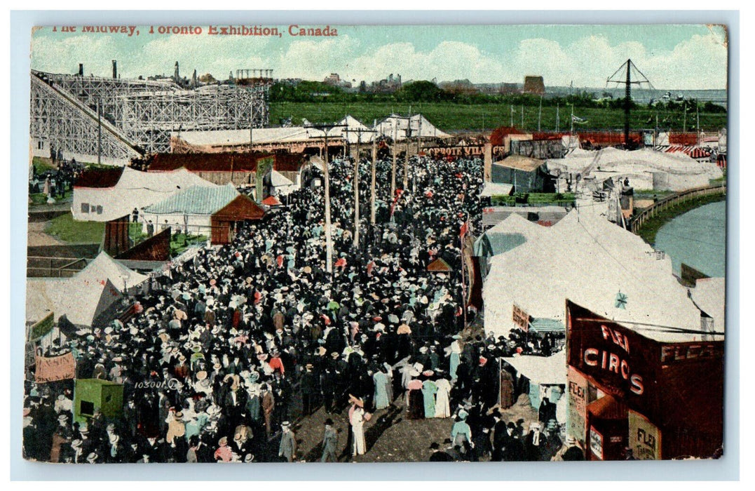 1911 Flea Circus, Roller Coaster Railway, Toronto Exhibition Canada Postcard