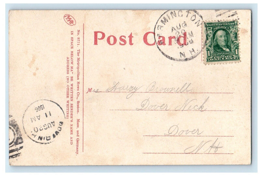 1906 Henry Wilson Vice Wilson Boulder Farmington New Hampshire Posted Postcard