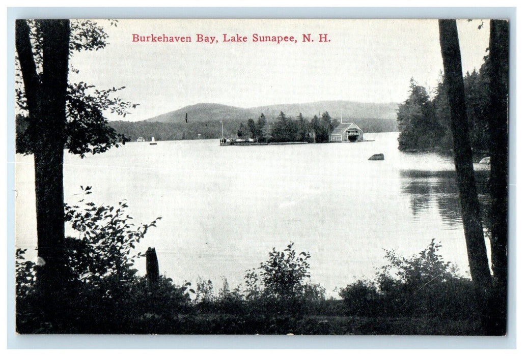 c1910 Burkehaven Bay Lake Sunapee New Hampshire Antique Vintage Posted Postcard