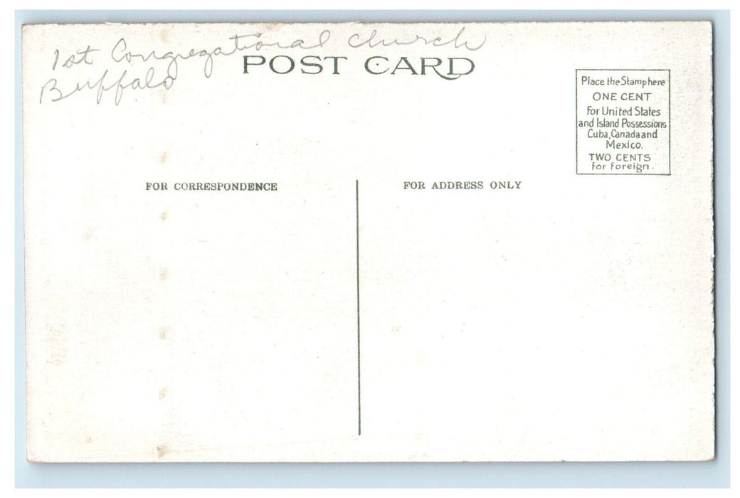 c1910's First Congregational Church Street View Buffalo New York NY Postcard