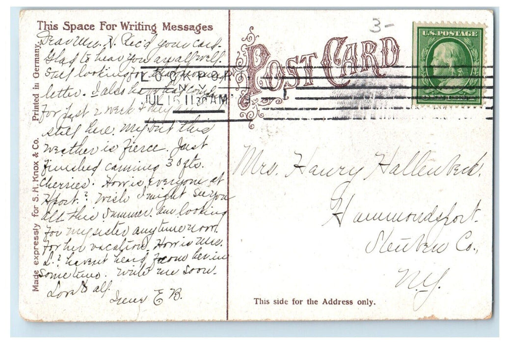 1909 Main Street Trolley Iroquois Building Stores Buffalo New York NY Postcard